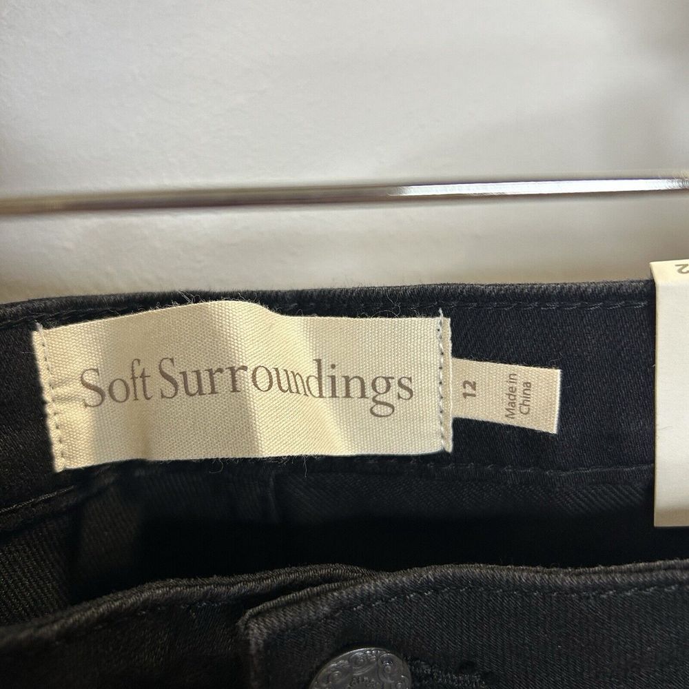 NWT Soft Surroundings Jeans Size 12 Black Fly Front Skinny Ankle Natural Waist - Picture 9 of 15